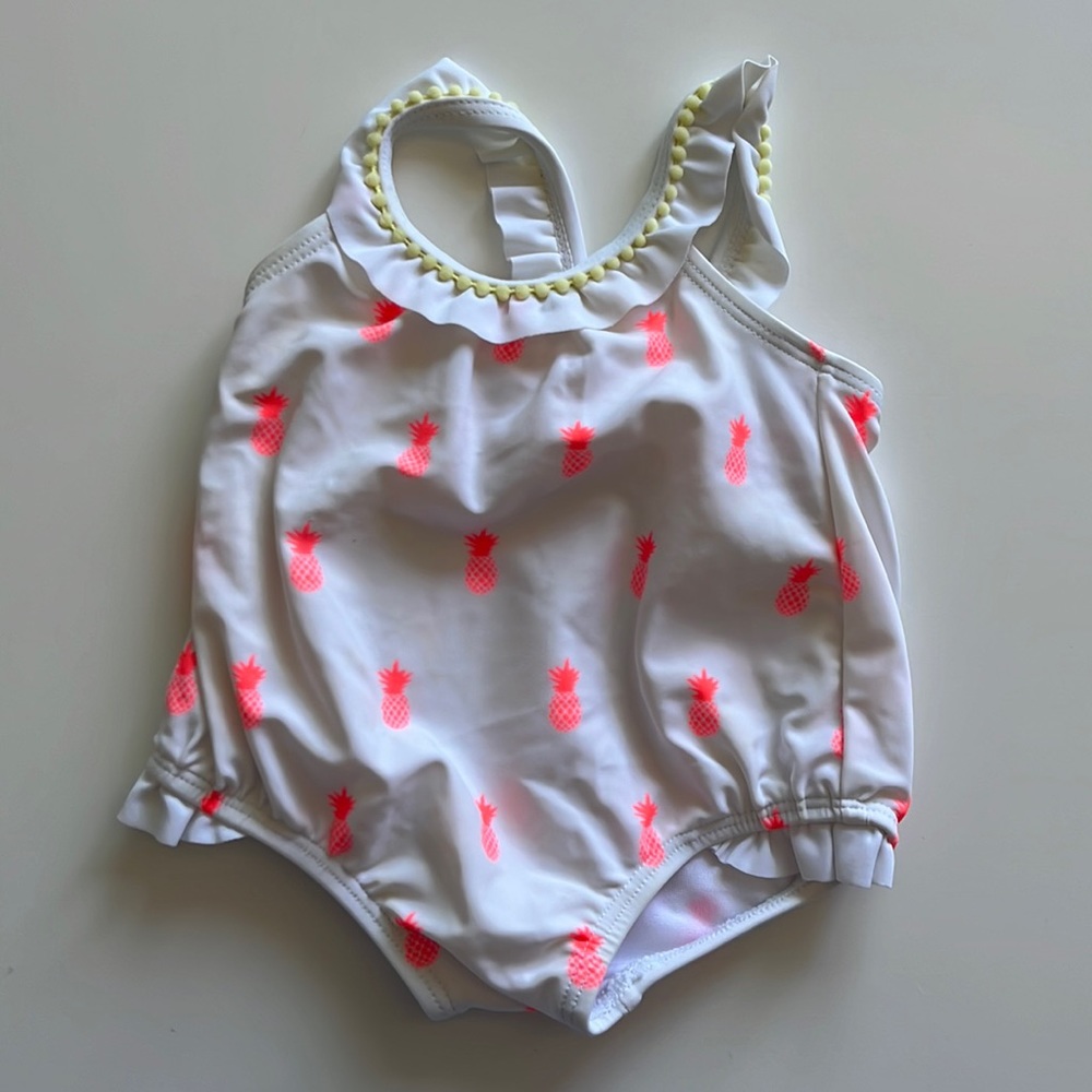 Pineapple and Neon Pink Baby One Piece Swimsuit